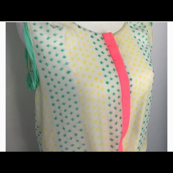 American Eagle Outfitters Neon Semi Sheer Sleeveless Tie Front Blouse - Picture 3 of 11